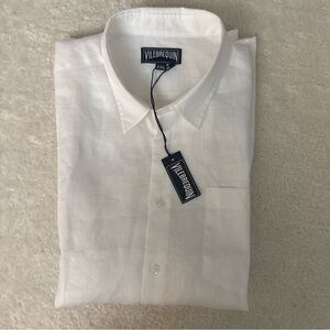 Vilebrequin Mens 100% Linen Shirt Caroubis White Luxury Resort-Wear